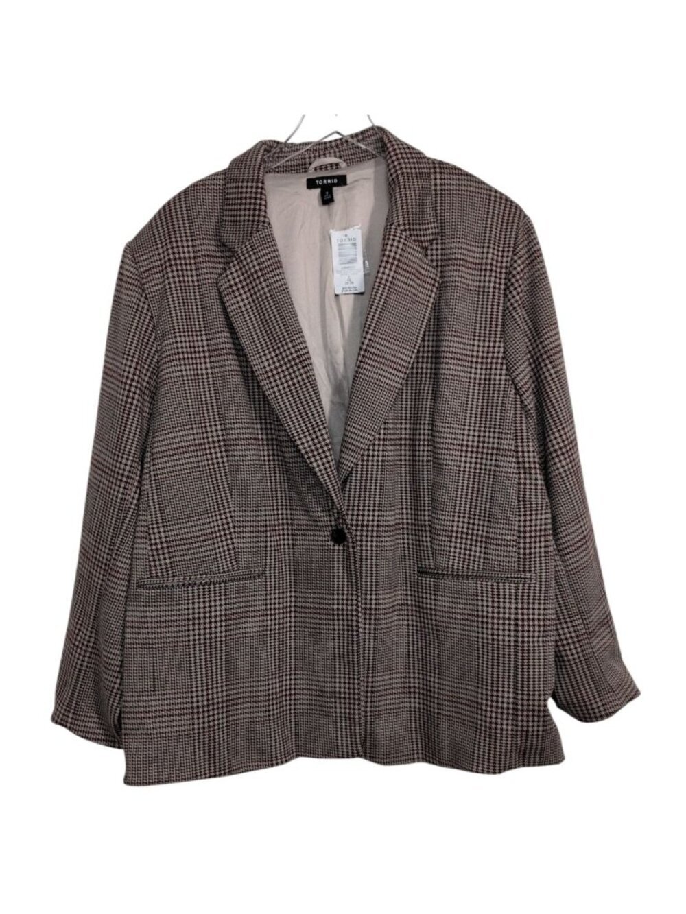 Torrid Houndstooth Knit Menswear Blazer Womens Size 3X Chateau Gray Academia NEW
